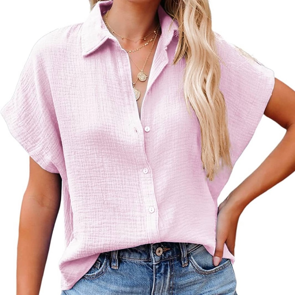 Light Pink Short Sleeve Blouse
